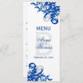 Royal Blue en Silver Flourish Menu (Voorkant / Achterkant)