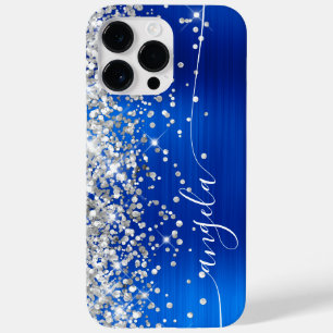 Royal Blue en Silver Glittery Glam Signature Case-Mate iPhone 14 Pro Max Hoesje