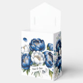 Royal Blue en Silver Glittery Peony Wedding Bedankdoosjes (Geopend)
