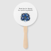 Royal Blue en Silver Glittery Peony Wedding Handwaaier (Achterkant)