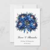 Royal Blue en Silver Peony Wedding Bedankkaart (Voorkant)