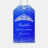 Royal Blue en Silver Quinceanera Cadeaulabel (Voorkant)