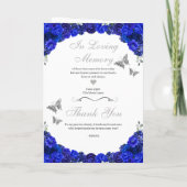 Royal Blue en Silver Quinceanera Tiara Butterflies Programma (Achterkant)