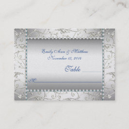 Royal Blue en Silver Swirl Table Place Kaarten Plaatskaartje