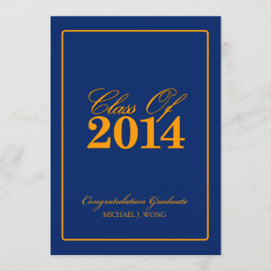Royal Blue en Sinaasappel Class of 2014 Kaart