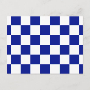 Royal Blue en White Checkered Pattern Briefkaart