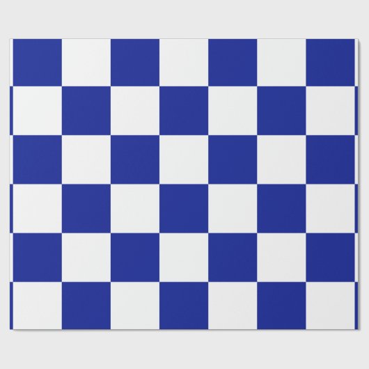Royal Blue en White Checkered Pattern Cadeaupapier (Vlak)