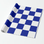 Royal Blue en White Checkered Pattern Cadeaupapier (Uitgerold)