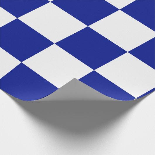 Royal Blue en White Checkered Pattern Cadeaupapier (Hoek)