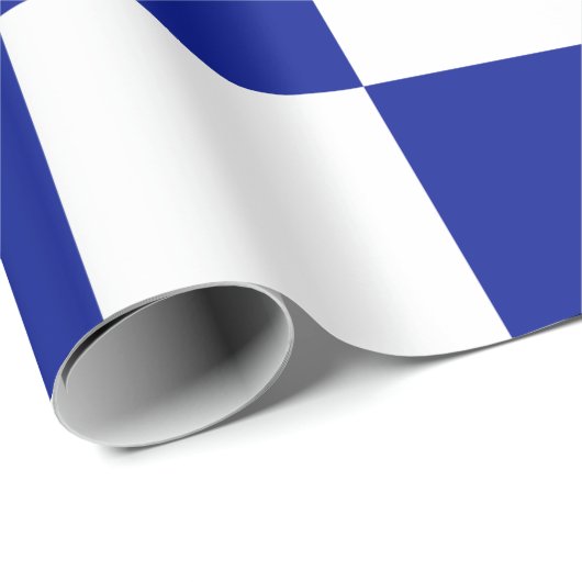 Royal Blue en White Checkered Pattern Cadeaupapier (Rol Hoek)
