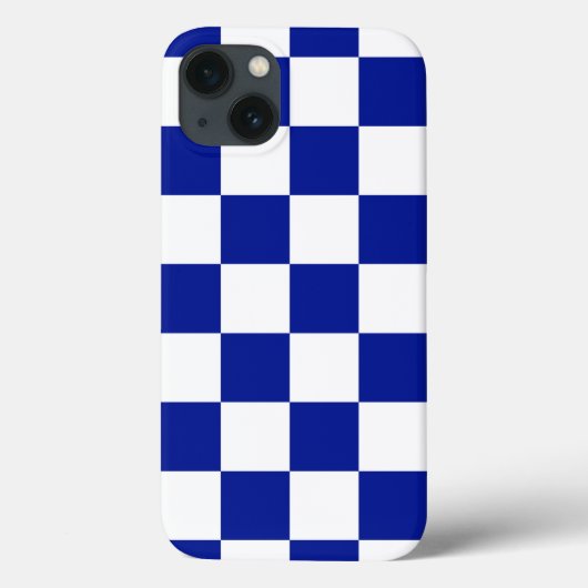 Royal Blue en White Checkered Pattern Case-Mate iPhone Case (Achterkant)