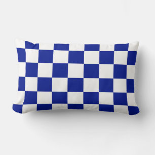 Royal Blue en White Checkered Pattern Kussen