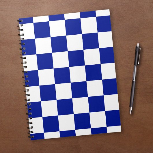 Royal Blue en White Checkered Pattern Notitieboek
