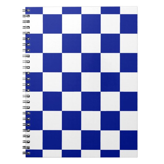 Royal Blue en White Checkered Pattern Notitieboek (Voorkant)