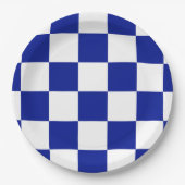 Royal Blue en White Checkered Pattern Papieren Bordje (Voorkant)
