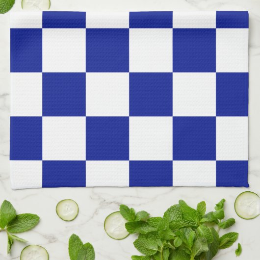Royal Blue en White Checkered Pattern Theedoek (Gevouwen)
