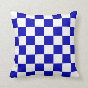 Royal Blue en White Checks Kussen