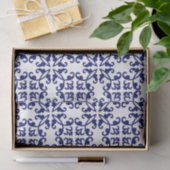 Royal Blue en White Damask Pattern Tissuepapier (Geschenk)