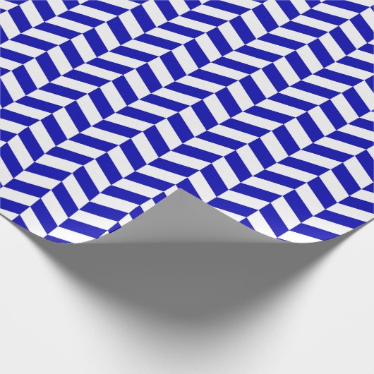 Royal Blue en White Herringbone Wrapping Paper Cadeaupapier (Hoek)