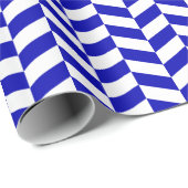 Royal Blue en White Herringbone Wrapping Paper Cadeaupapier (Rol Hoek)
