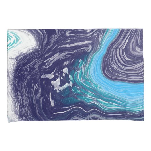 Royal Blue en White Marble Kussensloop (Voorkant-Rechts)