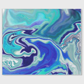 Royal Blue en White Marble Waves Fluid Art Cadeaupapier (Vlak)