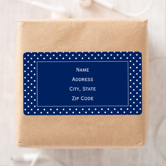 Royal Blue en White Polka Dot Pattern Etiket (Insitu)