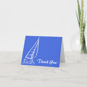 Royal Blue en White Sailing; Sail Boat Bedankkaart