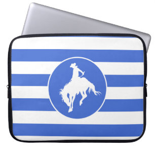Royal Blue en White Stripes; Rodeo Cowboy Laptop Sleeve
