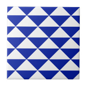 Royal Blue en White Triangles Tegeltje