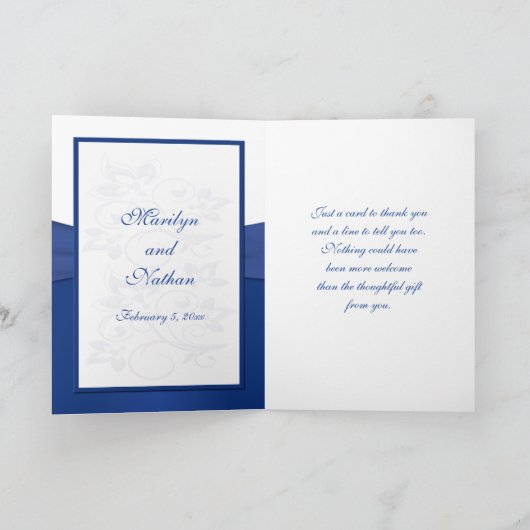 Royal Blue en Witte Verstrengelde Harten Bedankkaa Bedankkaart (Binnen)