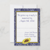 Royal Blue en Yellow Sunflowers RSVP (Achterkant)