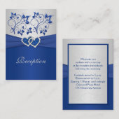 Royal Blue et Argent Cartes de réception Coeur (Devant / Derrière)