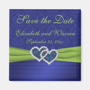 Royal Blue et Chartreuse Damask Magnet