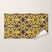 Royal Blue et Gold Damask (Serviette à main)
