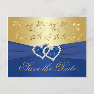 Royal Blue et Gold Floral Enregistrer la carte Dat
