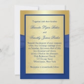 Royal Blue et Gold Floral Faire-part de mariage (Dos)