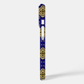 Royal Blue et Gold Hearts de luxe iPhone 16 Coque (Verso / Gauche)