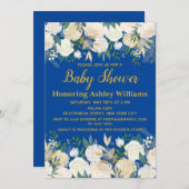 Royal Blue et or Oh Baby Shower Invitations Gary (Devant / Derrière)
