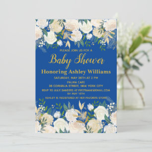 Royal Blue et or Oh Baby Shower Invitations Gary