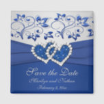 Royal Blue et Silver Wedding Favor Magnet<br><div class="desc">Ceci enregistre la date à laquelle l'aimant correspond à l'invitation et d'autres éléments indiqués ci-dessous. Le texte est personnalisable pour que vous puissiez le changer pour dire "Merci" et le donner comme une faveur de mariage si vous le souhaitez. Si vous avez besoin d'autres articles correspondants dans ce design, s'il...</div>