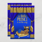 Royal Blue Etnische Prins Baby Douche Uitnodiginge Kaart (Voorkant / Achterkant)