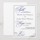 Royal Blue Faith Hope Love Faire-part de mariage (Devant / Derrière)