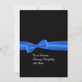 ROYAL BLUE Faux Satin Bow Black Elegant Weddenscha Kaart (Achterkant)