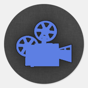 Royal Blue filmcamera Ronde Sticker