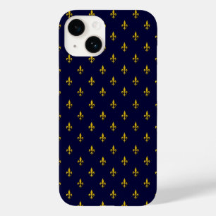 Royal Blue Fleur De Lis Pattern Case-Mate iPhone 14 Hoesje