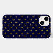 Royal Blue Fleur De Lis Pattern Case-Mate iPhone Case (Achterkant (horizontaal))