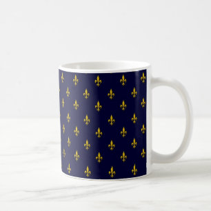 Royal Blue Fleur De Lis Pattern Koffiemok