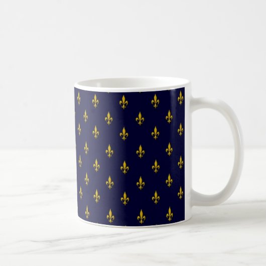 Royal Blue Fleur De Lis Pattern Koffiemok (Rechts)
