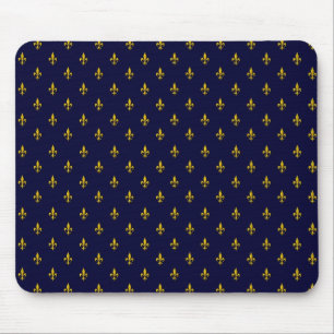 Royal Blue Fleur De Lis Pattern Muismat